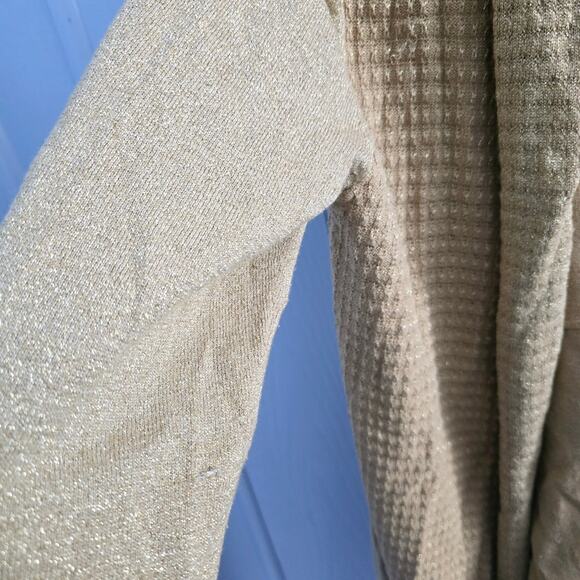 Evan-Picone Petite Gold Metallic Cardigan PM – Classic Minimalist Workwear - Picture 7 of 7